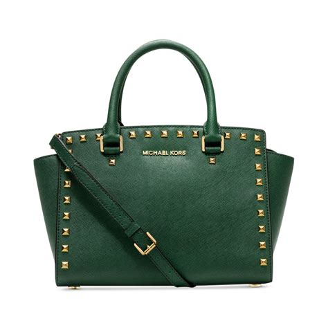 michael kors selma medium satchel green|Michael Kors selma studded.